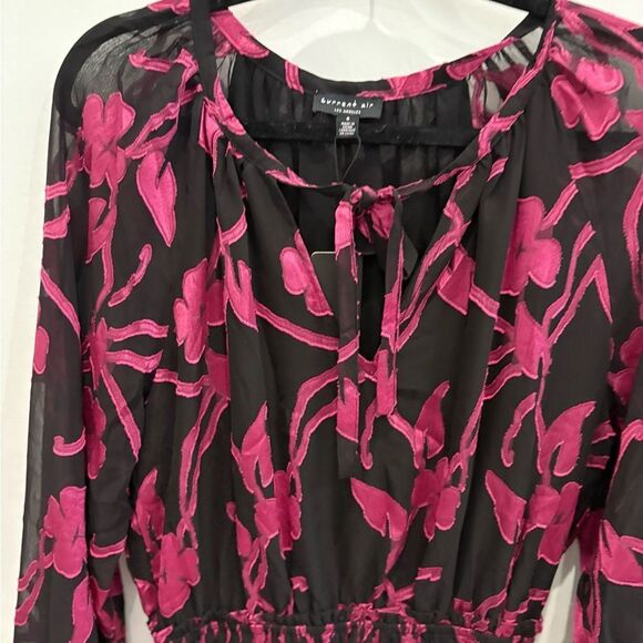 Current Air Black and Pink Floral Long Sleeve Dress - Picture 4 of 5